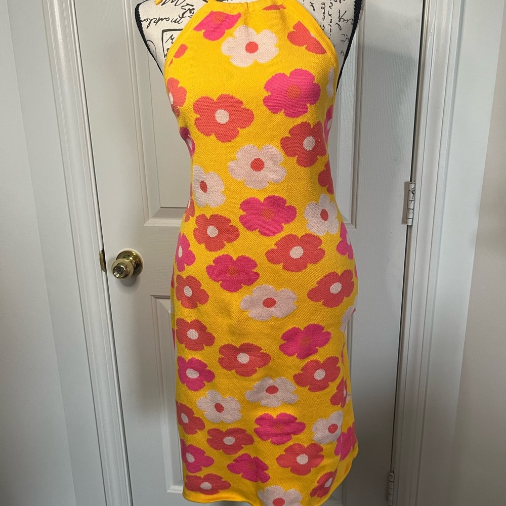 Floral Knit Halter Dress